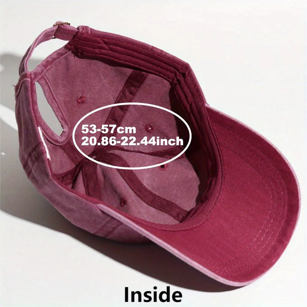 Simple Washed Hole Crossing High Ponytail Hat for Women, Versatile Baseball Cap Soft Top Baseball Cap