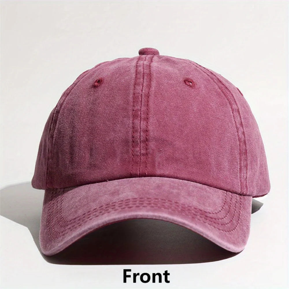 Simple Washed Hole Crossing High Ponytail Hat for Women, Versatile Baseball Cap Soft Top Baseball Cap
