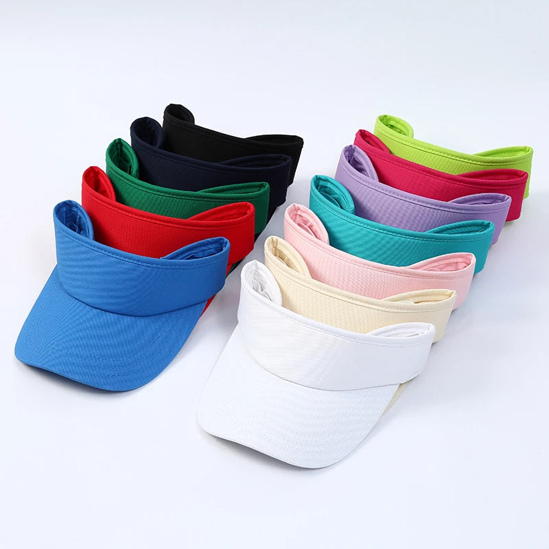 Summer Sun Hats Men Women Cotton Adjustable Visor UV Protection Top Empty Solid Sport Tennis Golf Running Sunscreen Baseball Cap