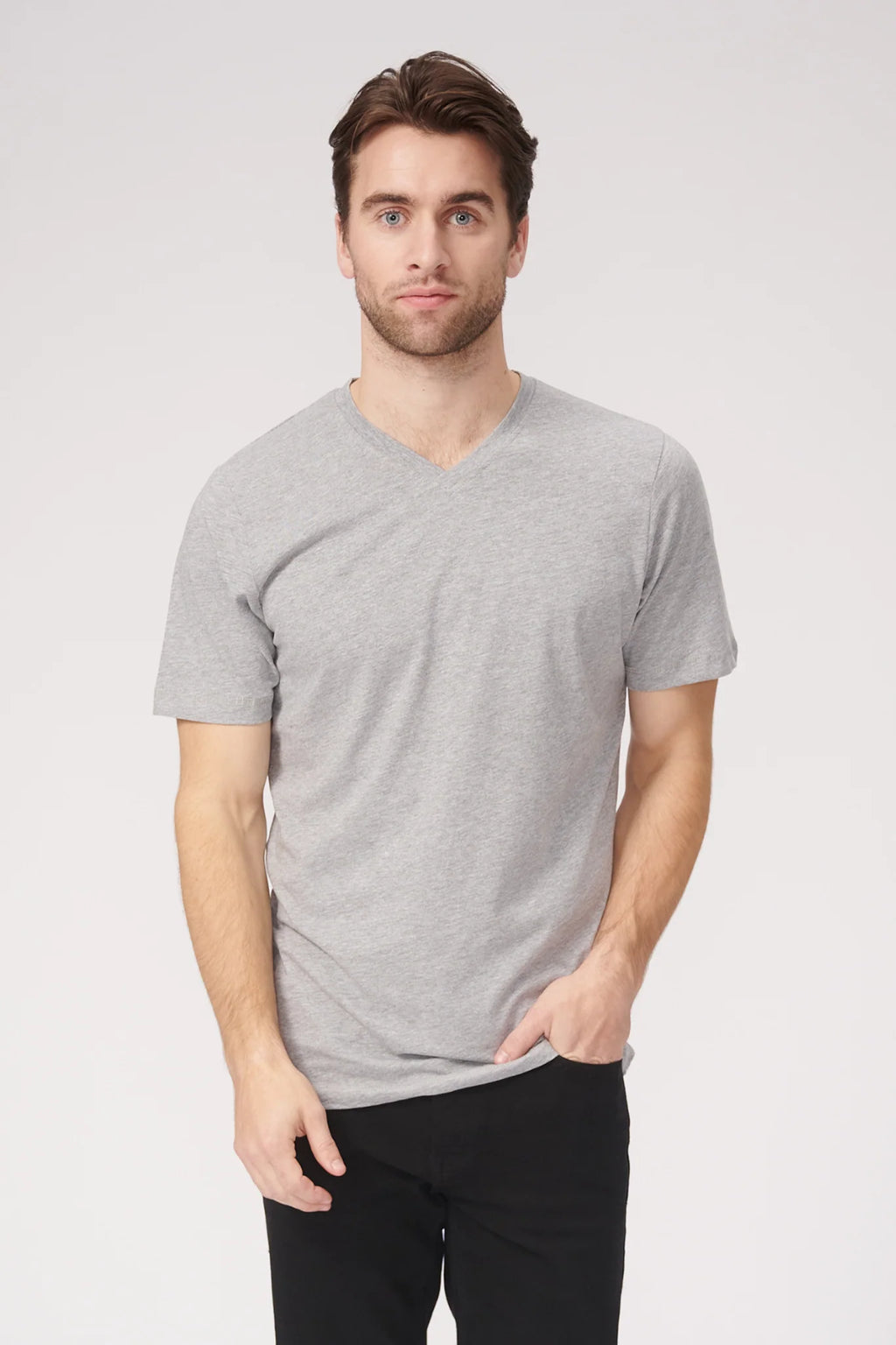 Basic V-Neck T-Shirt - Oxford Grå