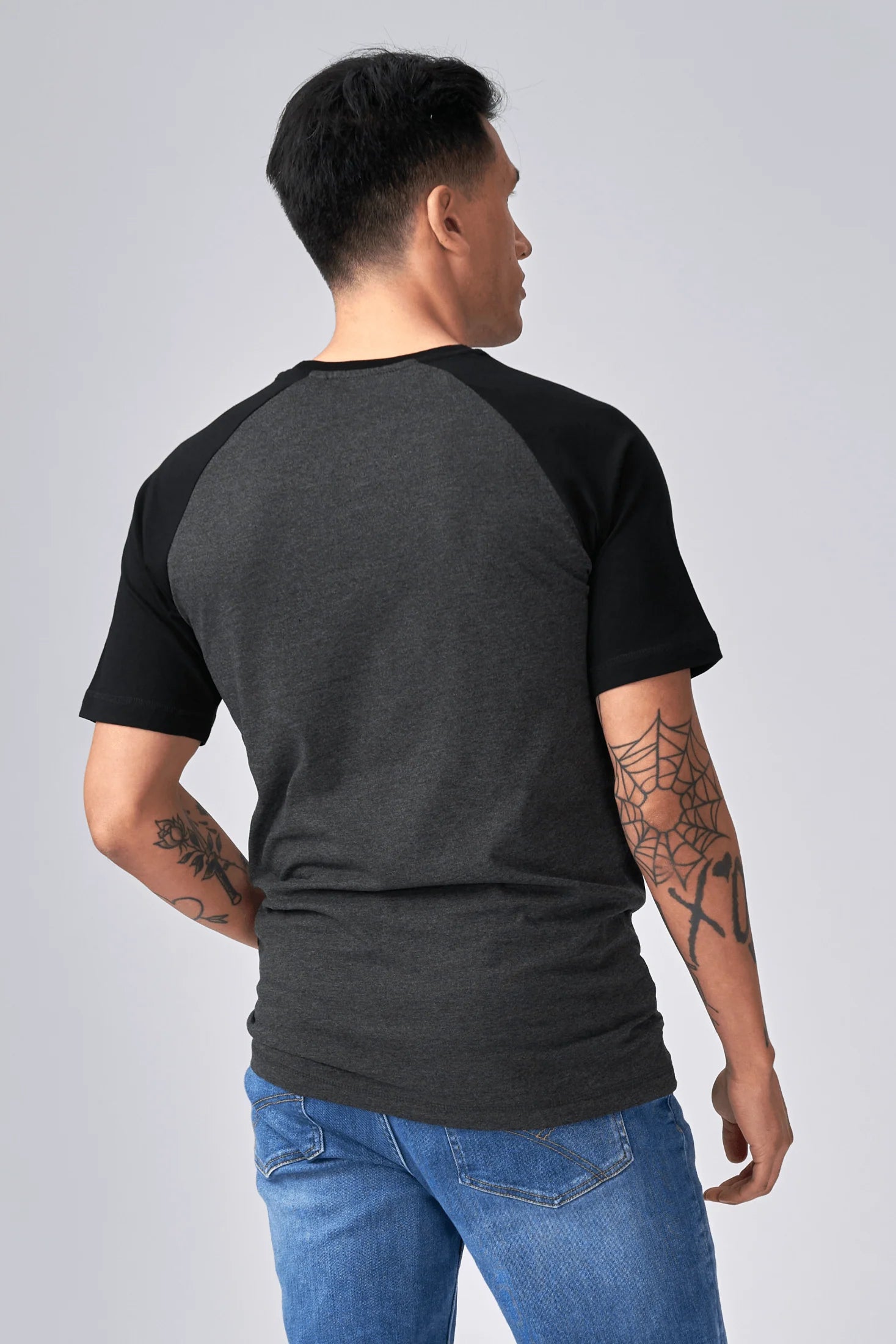 Basic Raglan T-Shirt - Sort-Mørke Grå