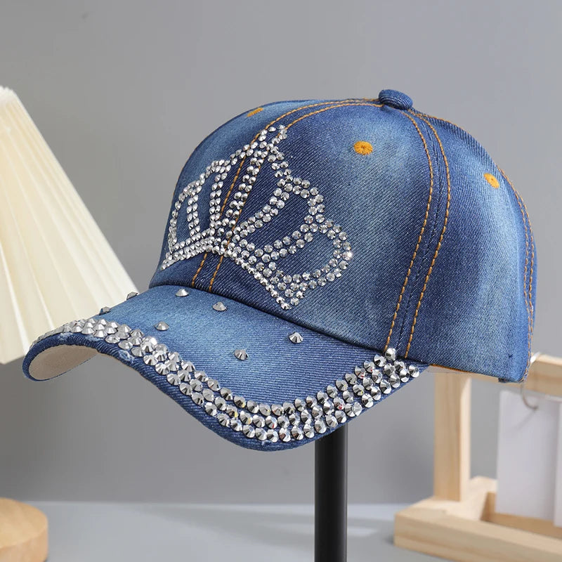 A Shiny Rhinestone Baseball Cap for Women Adjustable Comfy Fashion Outdoor