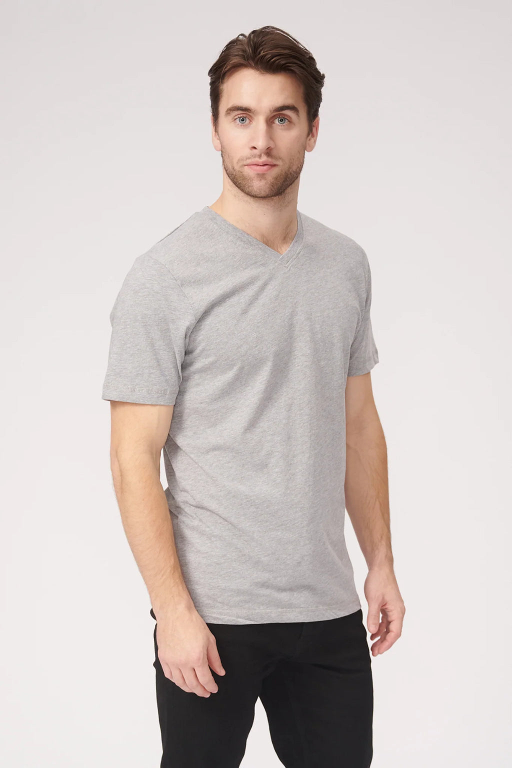Basic V-Neck T-Shirt - Oxford Grå