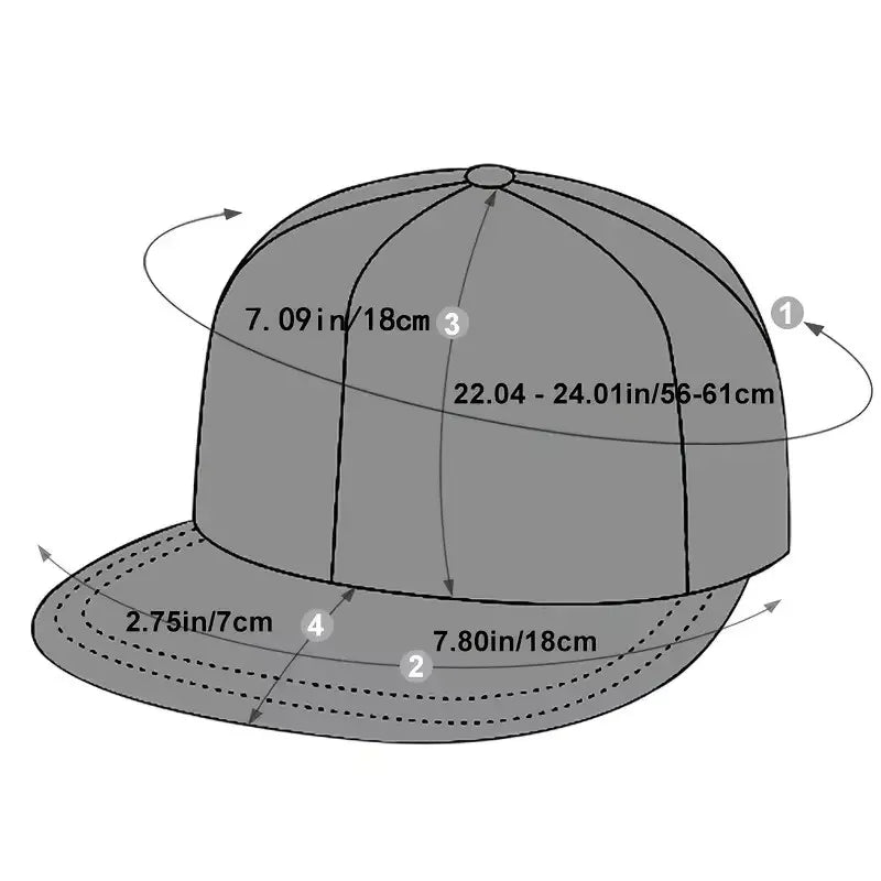 Fashion Unisex Baseball Cap Men Women Hip-Hop Flat-Brimmed Cap Outdoor Snapback Hat Flat Brim Trendy Leisure Adjustable Sun Hats
